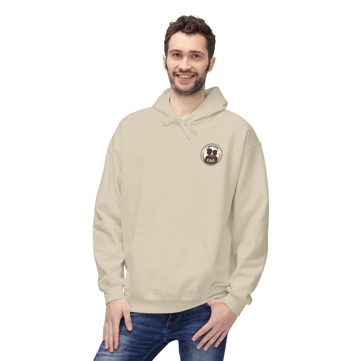 Brewed Strong Hoodie — “Built Different. Brewed Strong.” Coffee Shop Logo Pullover