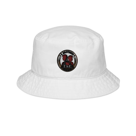 Embroidered Red Butterfly Patch Bucket Hat — Casual Streetwear Sun Hat