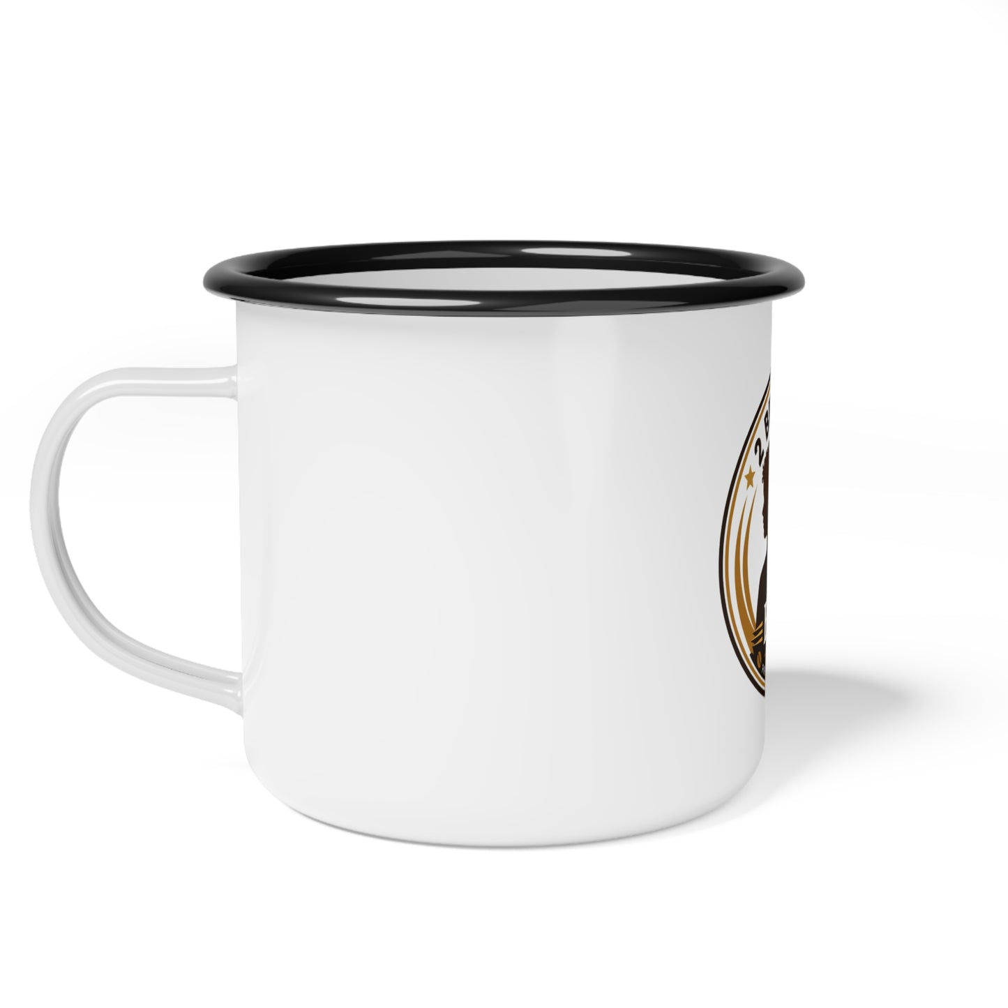 Enamel Camp Cup — 2 Brothers E&E Brew Coffee Logo Campfire Mug