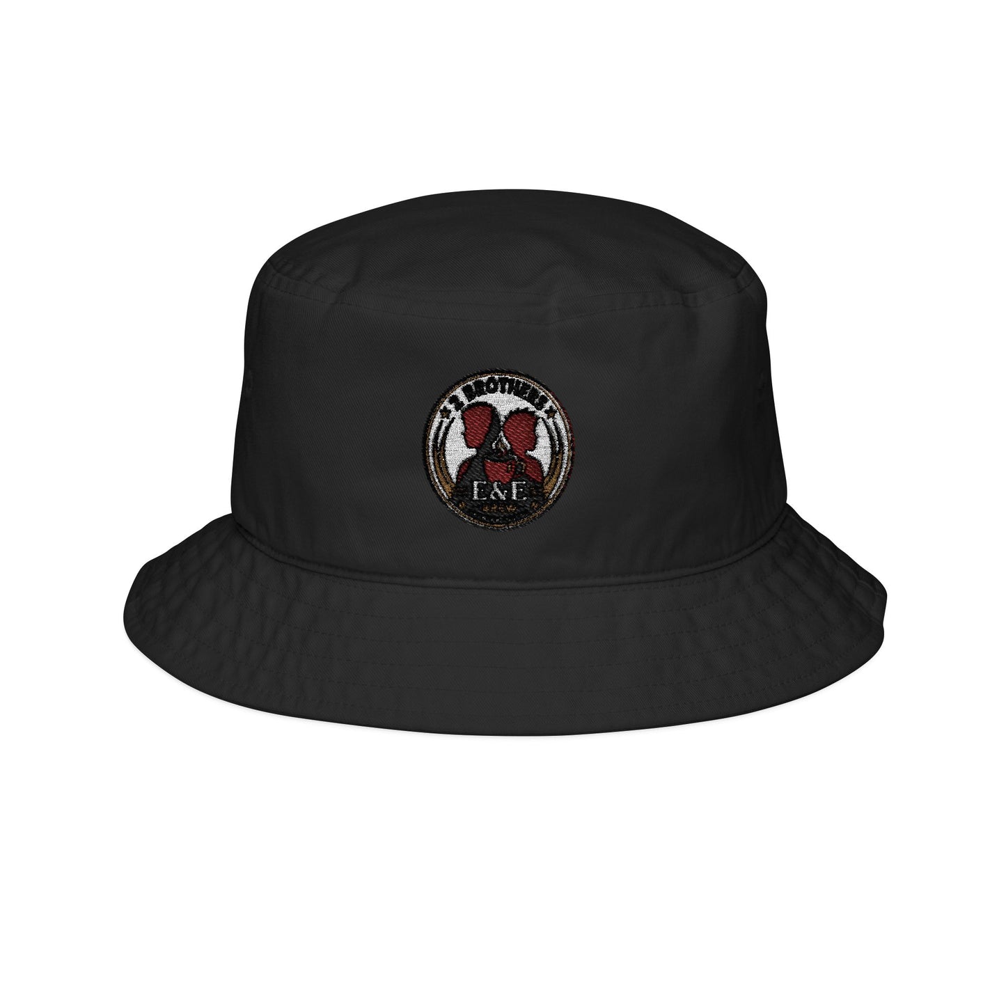 Embroidered Red Butterfly Patch Bucket Hat — Casual Streetwear Sun Hat