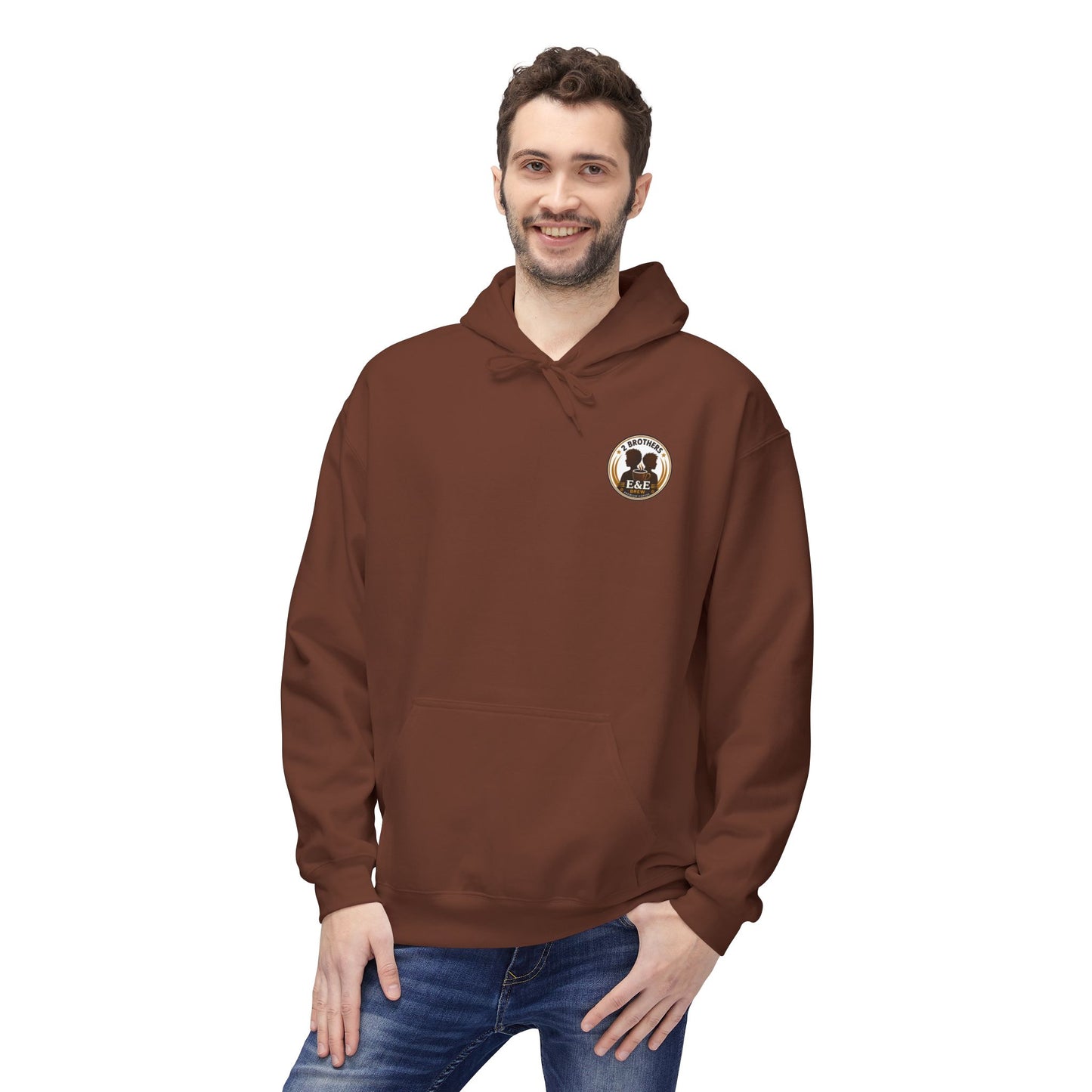 Brewed Strong Hoodie — “Built Different. Brewed Strong.” Coffee Shop Logo Pullover