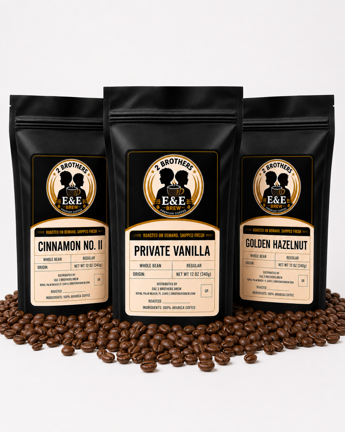 Flavor Flight coffee bundle - Golden Hazelnut, Cinnamon No. II, and Private Vanilla bags